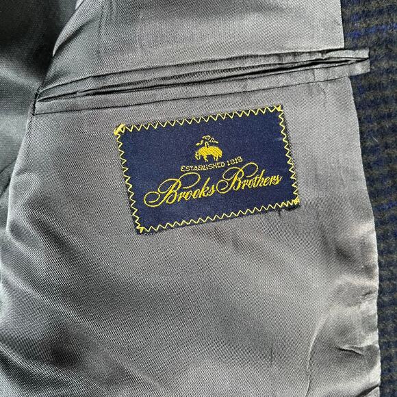 Brooks Brothers Mens Blazer 46R Windowpane Wool Blazer Preppy Academia - Picture 10 of 11